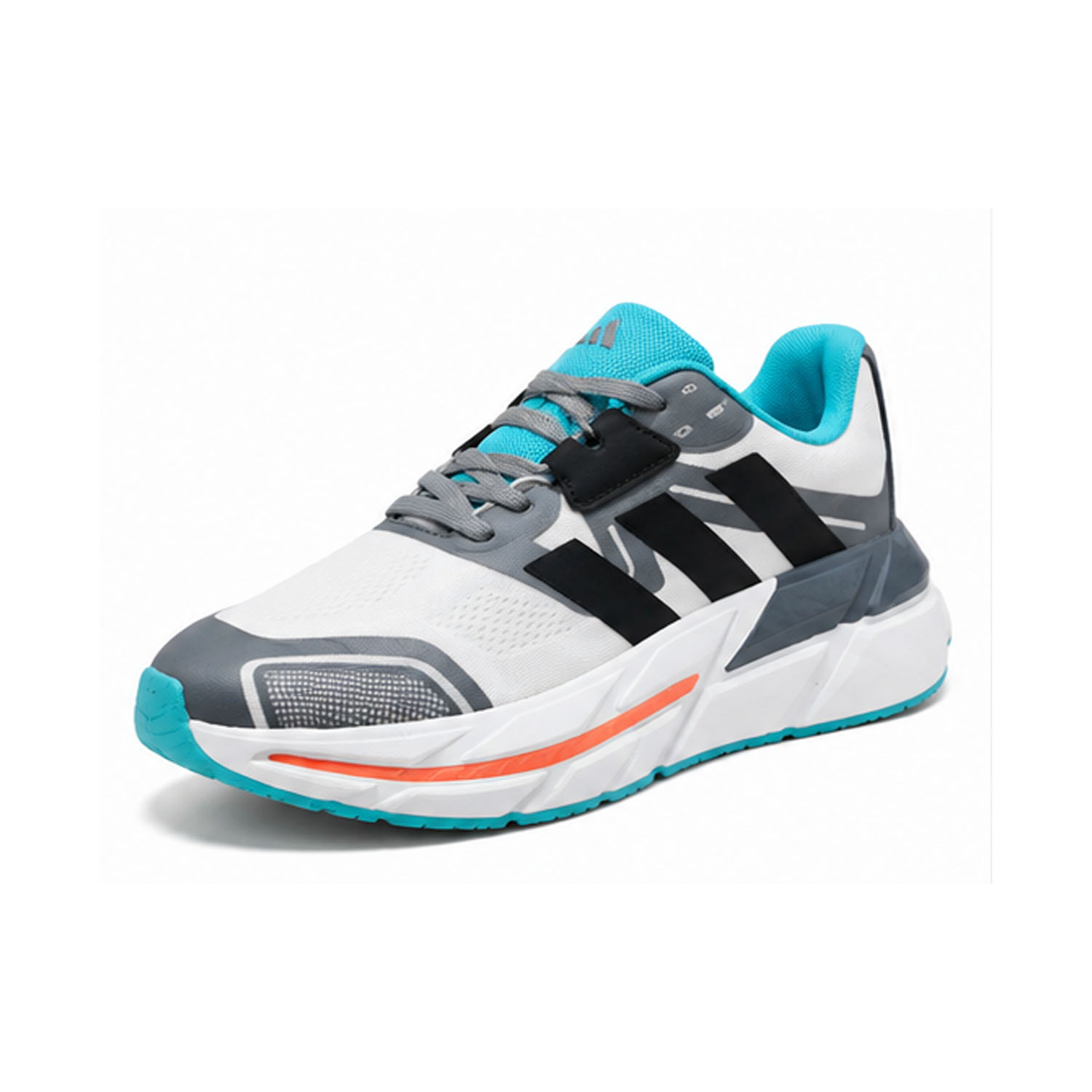 AQUA STRIDE CHUNKY SPORTS SNEAKERS-WHITE,GREY & TURQUOISE